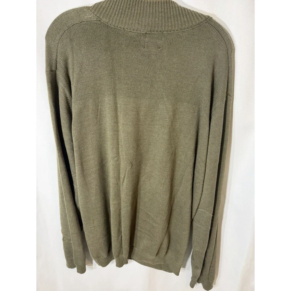 Timberland Mens 2XL Green Knit Sweater 1/4 Zip Pullover Crew Neck Cotton